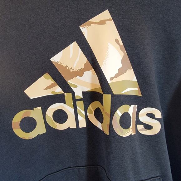 Adidas XL Black Hoodie Camo Logo Bleach Stained Distressed Streetwear - Picture 2 of 8